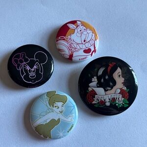 Disney Pin Button Set Snow White Rabbit Tinkerbell Minnie Mouse